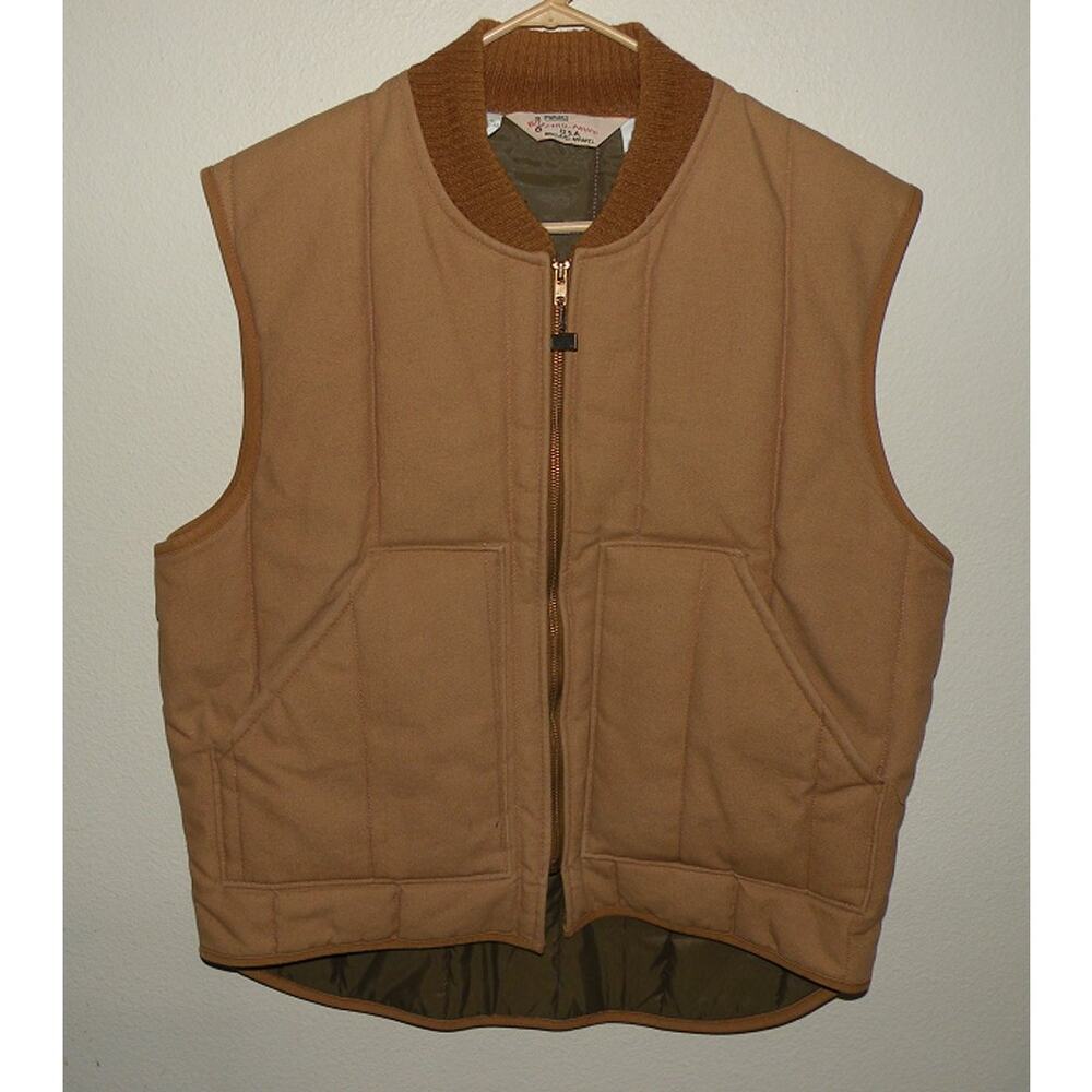 Vintage Walls Blizzard Pruf Men’s Large Insulated Canvas Zipper Vest Brown USA